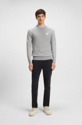 Mixed-structure sweater in cotton and cashmere, Light Grey