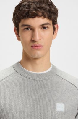 Mixed-structure sweater in cotton and cashmere, Light Grey
