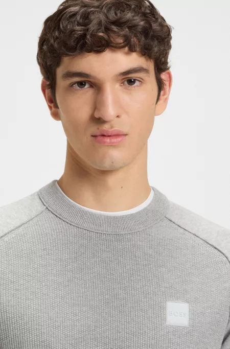 Mixed-structure sweater in cotton and cashmere
