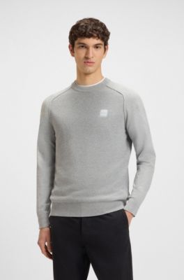 Mixed-structure sweater in cotton and cashmere, Light Grey