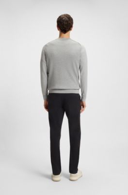 Mixed-structure sweater in cotton and cashmere, Light Grey