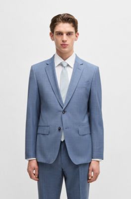 Patterned tie in pure linen, Light Blue