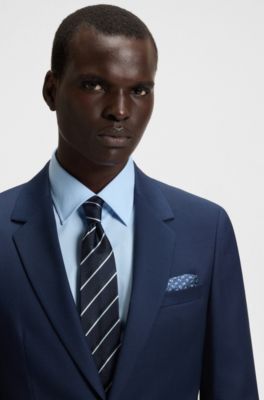 Silk pocket square with modern print, Blue Patterned