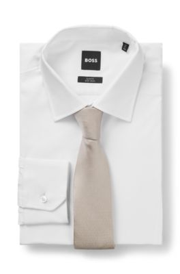 Silk tie with micro monograms, White