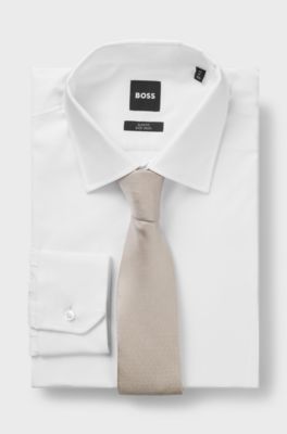 Silk tie with micro monograms, White