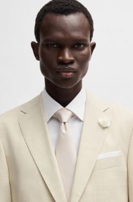 Silk tie with micro monograms, White