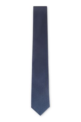 Silk tie with micro monograms, Dark Blue