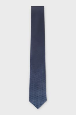 Silk tie with micro monograms, Dark Blue