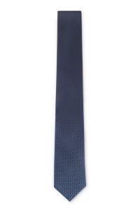 Silk tie with micro monograms, Dark Blue