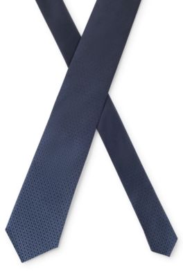 Silk tie with micro monograms, Dark Blue