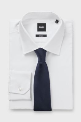 Silk tie with micro monograms, Dark Blue