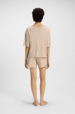 Ribbed sweatshirt with side slits, Light Beige