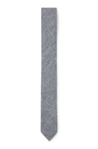 Patterned tie in linen, Dark Blue