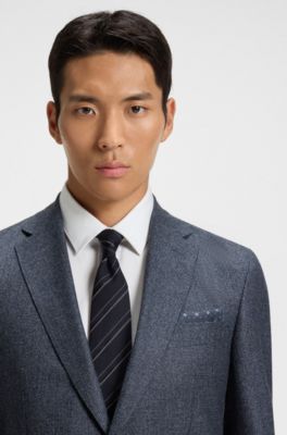 Printed pocket square with logo border, Dark Blue