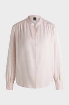 Regular-fit blouse in stretch silk, Light Pink