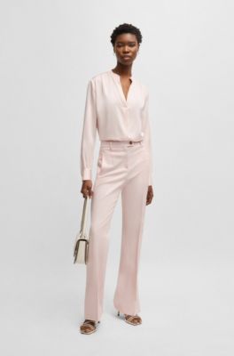 Regular-fit blouse in stretch silk, Light Pink