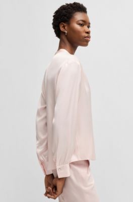 Regular-fit blouse in stretch silk, Light Pink