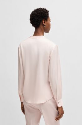 Regular-fit blouse in stretch silk, Light Pink