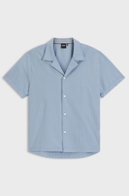 Chemise regular en tissu seersucker, bleu clair