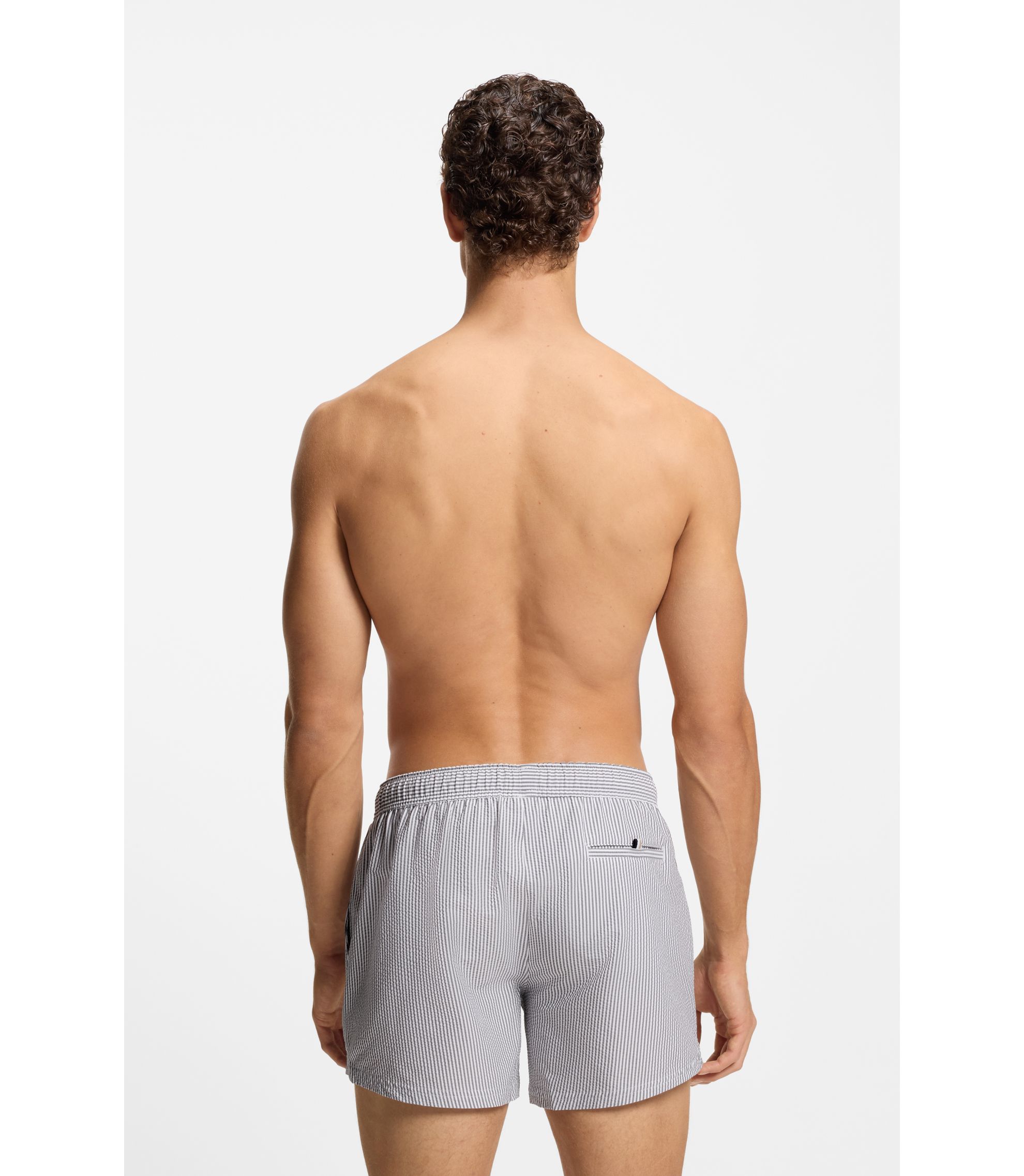 BOSS - スイムショーツ シアサッカーファブリック ロゴエン