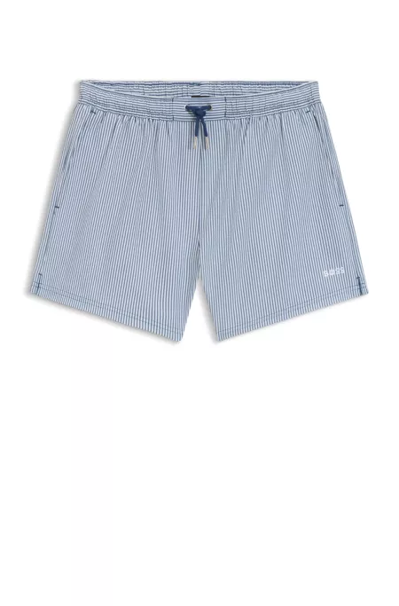 Short de bain en tissu seersucker avec logo brodé