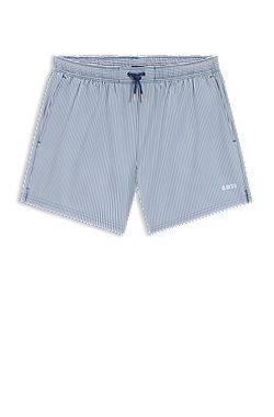 Swim shorts in seersucker fabric with embroidered logo