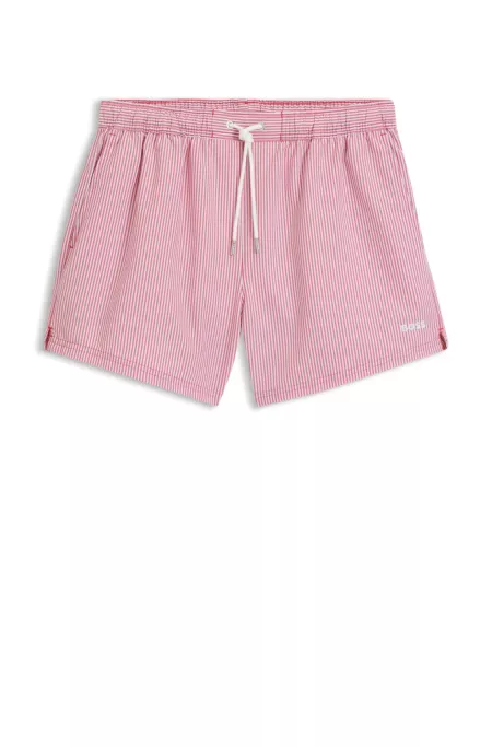 Badeshorts aus Seersucker-Gewebe mit Logo-Stickerei