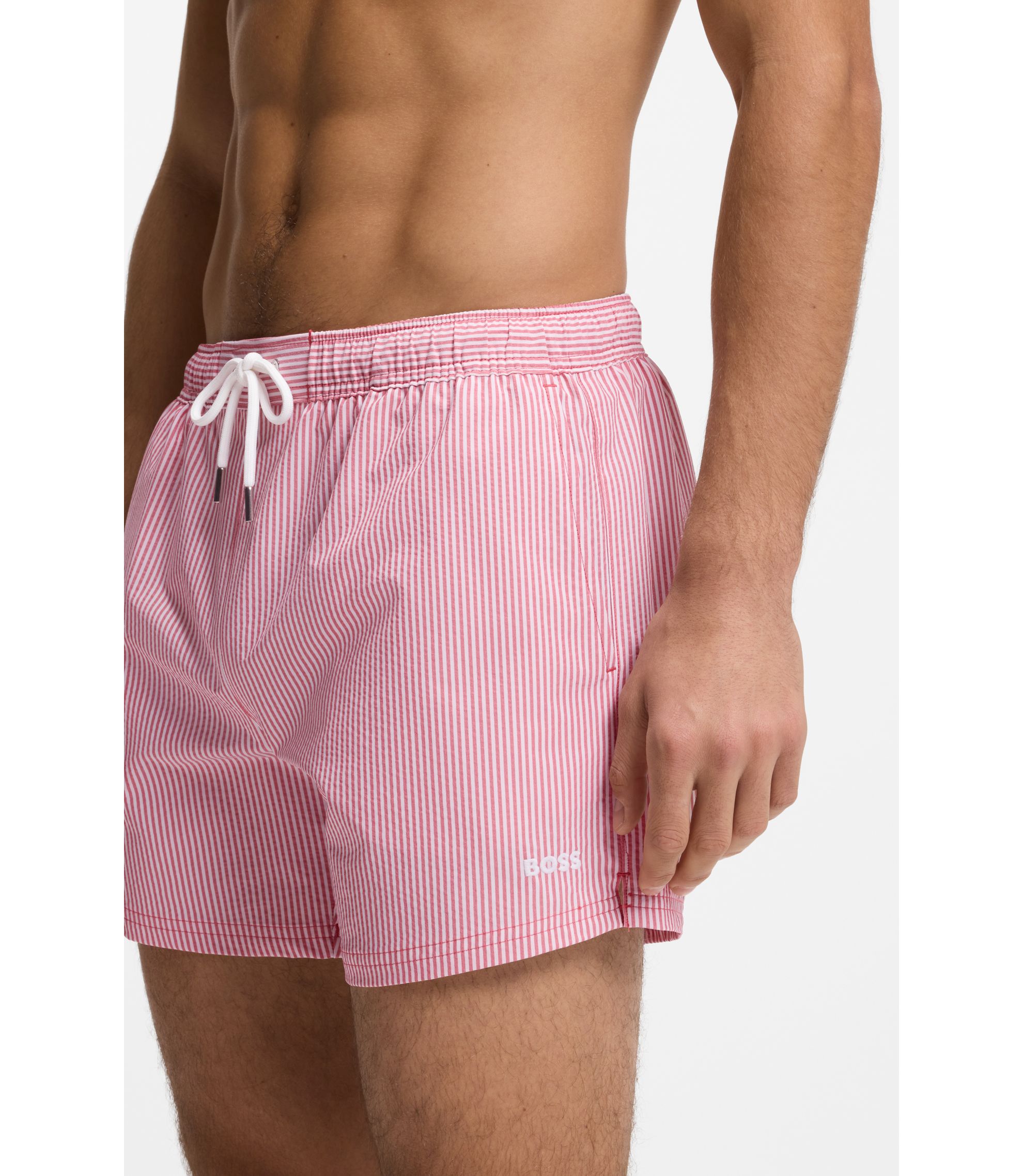 BOSS - スイムショーツ シアサッカーファブリック ロゴエンブロイ