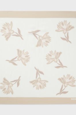 Printed bandana blended with silk, White
