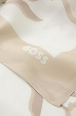 Printed bandana blended with silk, White