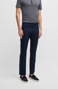 Pantalon slim Delaware en satin stretch, Bleu foncé