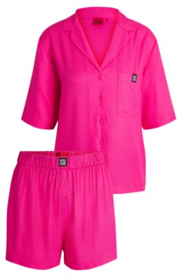 Pyjama-short avec étiquettes logotées