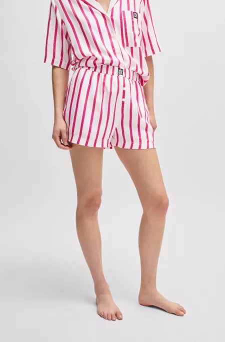 Twill pyjama shorts with jacquard stripe