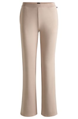 Bas de surv&ecirc;tement en molleton stretch avec bande en maille, Beige clair