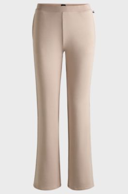 Stretch-terry tracksuit bottoms with knitted tape, Light Beige