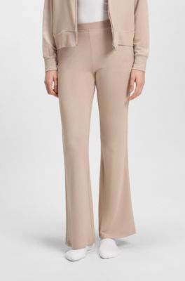 Jogginghose aus Stretch-Terry mit Strick-Tape, Hellbeige