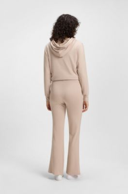 Stretch-terry tracksuit bottoms with knitted tape, Light Beige