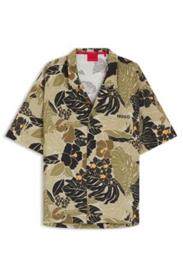 Relaxed-fit shirt with floral print, Light Green