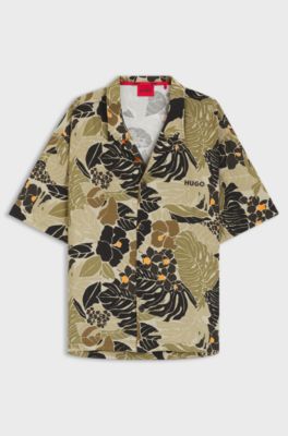 Relaxed-fit shirt with floral print, Light Green