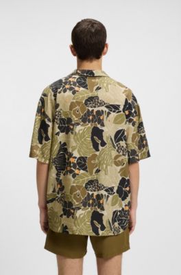 Relaxed-fit shirt with floral print, Light Green