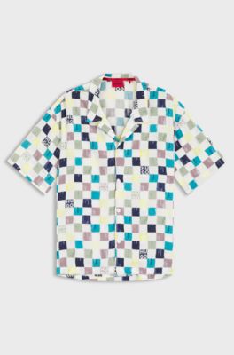 Relaxed-fit overhemd met bloemenprint, Kalk