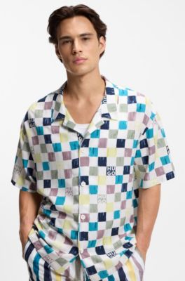 Relaxed-fit shirt with floral print, Light Green