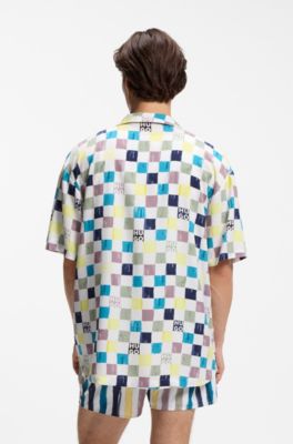 Relaxed-fit overhemd met bloemenprint, Kalk