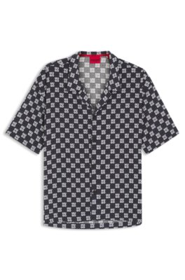 Hugo Relaxed-fit shirt with floral print mönstrade skjortor herr – bild 3