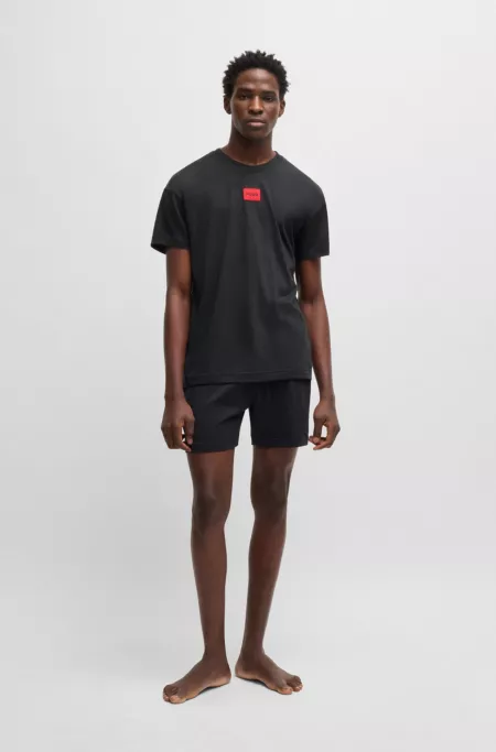 Cotton-modal blend pyjamas with red logo labels
