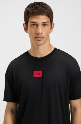 Cotton-modal blend pyjamas with red logo labels, Black