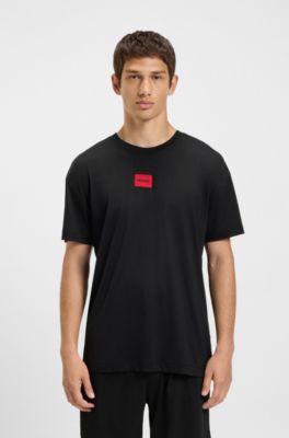 Cotton-modal blend pyjamas with red logo labels, Black