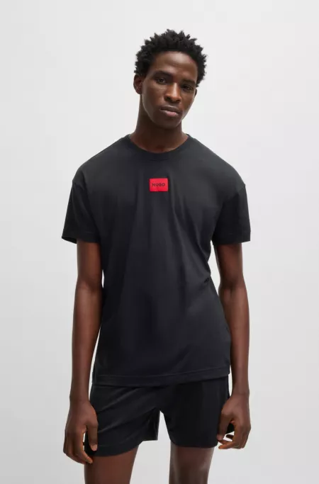 Cotton-modal blend pyjamas with red logo labels