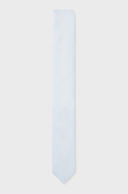 Silk-blend tie in micro-pattern jacquard, Light Blue