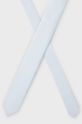 Silk-blend tie in micro-pattern jacquard, Light Blue